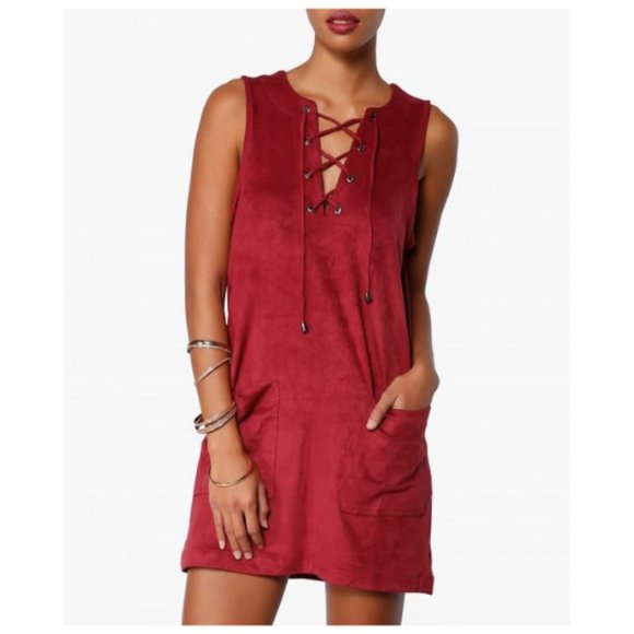 Forever 21 Dresses & Skirts - Forever 21 Faux Suede Lace Up Dress
